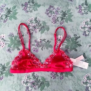 UO x Wild Lovers Heart Red Satin Bralette